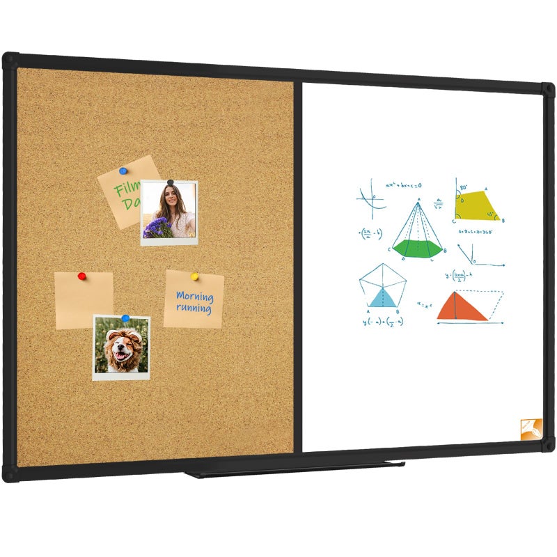 XBoard Magnetic whiteboard 36 x 24 - Combo Whiteboard Dry Erase Board/Cork Board, Magnetic White Board + Corkboard with Black Aluminum Frame, Colorful Push Pins & Marker Tray Included - Image 1
